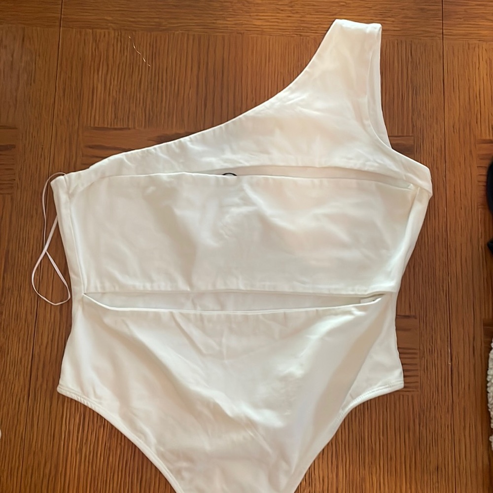 White cut out leotard